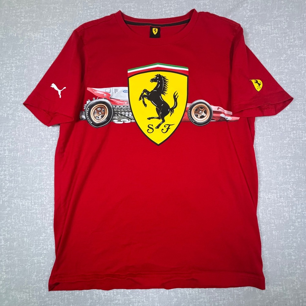 Puma Scuderia Ferrari Official F1 Racing Red Graphic T-Shirt Mens Medium *Flaw